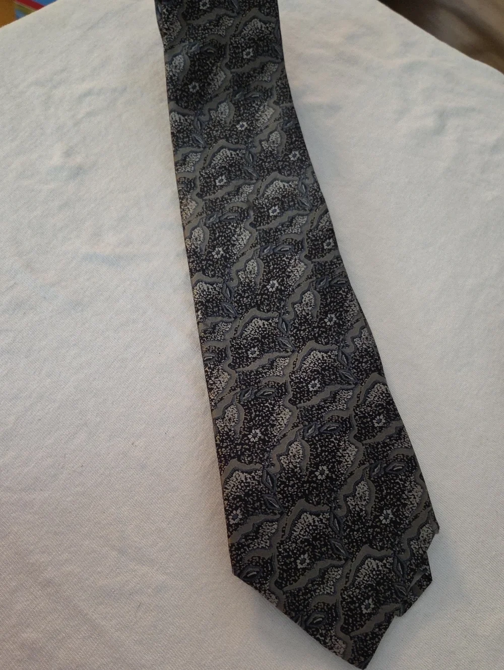 Mario Valentino Black and Gray Paisley Pattern Tie